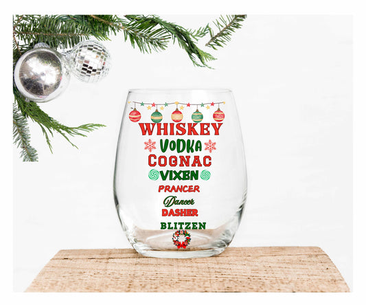 Christmas Tree Reindeer Names (upside down) Cup UV DTF Sticker